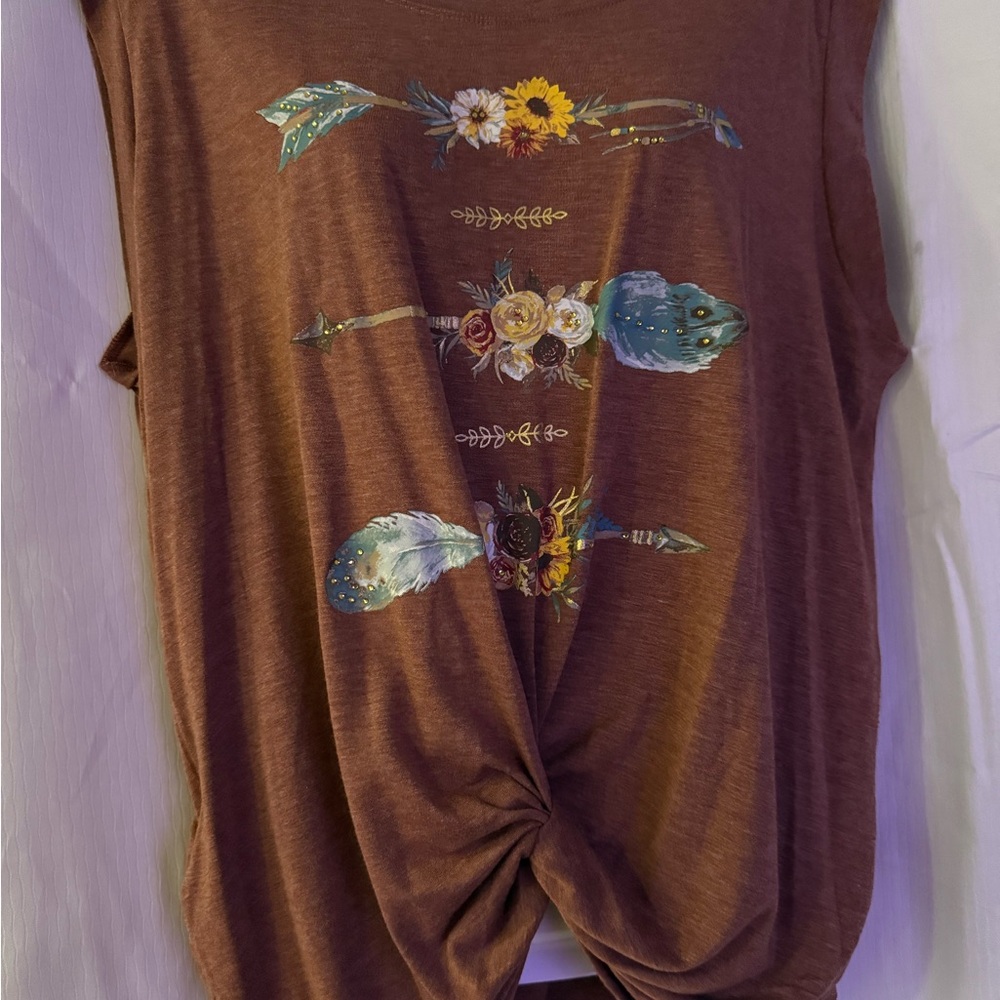 Russell Athletic Brown Graphic Muscle Tee